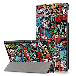 Etui en PU motif imprimé tri-pliure avec support motif de graffiti pour votre Samsung Galaxy Tab S5e SM-T720/SM-T725