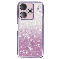 Avizar Coque Silicone pour Xiaomi Redmi 13 Motif Fleurs Pailletées et Strass Lavande