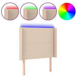 Maison Chic Tête de lit scandinave à LED,meuble de chambre Cappuccino 83x16x118/128 cm Similicuir -MN87028