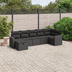 Maison Chic Ensemble Tables et chaises d'extérieur 7pcs avec coussins,Salon de jardin noir résine tressée -GKD398809