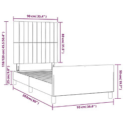 vidaXL Cadre de lit sans matelas gris clair 90x200 cm velours pas cher