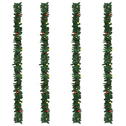 Avis vidaXL Guirlandes de Noël avec boules 4 pcs Vert 270 cm PVC