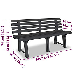 vidaXL Banc de jardin 145,5 cm plastique anthracite pas cher