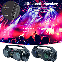 Avis Universal Haut-parleur Bluetooth Portable Puissant Subwoofer Haut-parleur extérieur Radio FM Musique stéréo Surround Machine TF Card MIC | Haut-parleur portable (noir)