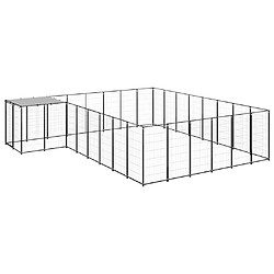 Helloshop26 Chenil extérieur cage enclos parc animaux chien 15,73 m² 110 cm acier noir 02_0000498