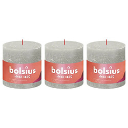 Bolsius Bougies pilier rustiques Shine 3 pcs 100x100 mm Gris sableux