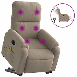 Maison Chic Fauteuil Relax pour salon, Fauteuil inclinable de massage électrique taupe -GKD24116