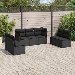 Maison Chic Salon de jardin 7 pcs avec coussins | Ensemble de Table et chaises | Mobilier d'Extérieur noir résine tressée -GKD13452