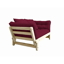 Avis Inside 75 Banquette méridienne futon BEAT pin naturel tissu bordeaux couchage 75x200 cm.