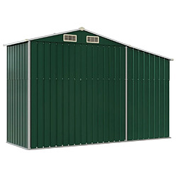 Helloshop26 Abri de jardin cabane cabanon maison de stockage remise extérieur hangar outils robuste 277 x 93 x 179 cm acier galvanisé vert 02_0022379 pas cher