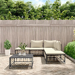 Maison Chic Salon de jardin 6 pcs + coussins - Mobilier/Meubles de jardin - Table et chaises d'extérieur anthracite résine tressée -MN78873