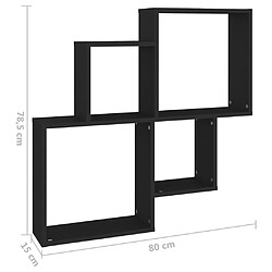 vidaXL Étagère murale cube Noir 80x15x78,5 cm Bois d’ingénierie pas cher