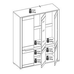 Dansmamaison Armoire 6 portes Miroir Chêne/Gris - CRACOVIE