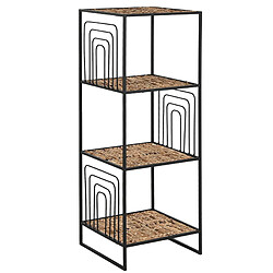 Pegane Etagère, meuble étagère en bois coloris naturel et métal noir - longueur 35 x profondeur 35 x Hauteur 98 cm