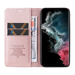 Etui en PU YIKATU adsorption magnétique, antichoc avec support pour votre Samsung Galaxy S22 Ultra 5G - or rose