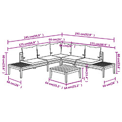 vidaXL Salon de jardin 4 pcs avec coussins gris foncé Bois d'acacia pas cher