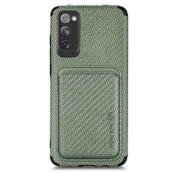 Coque en TPU + PU texture en fibre de carbone avec porte-carte vert pour votre Samsung Galaxy S20 FE 5G/4G/Galaxy S20 Lite