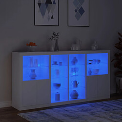 Maison Chic Commode Buffet - Meuble de rangement avec lumières LED blanc 202x37x100 cm -GKD74058 pas cher