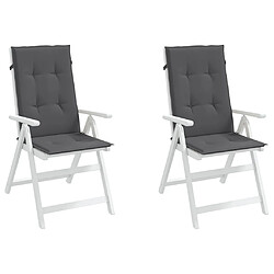 Avis vidaXL Coussins de chaise de jardin à dossier haut lot de 2 anthracite