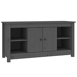 Maison Chic Meuble TV scandinave - Banc TV pour salon Gris 103x36,5x52 cm Bois de pin massif -MN62525