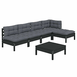 Avis Maison Chic Salon de jardin 6 pcs + coussins - Mobilier/Meubles de jardin - Table et chaises d'extérieur Noir Bois de pin -MN22266