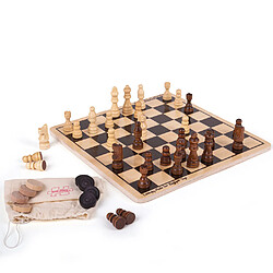 Bigjigs Toys Jeu de dames et d'échecs en bois