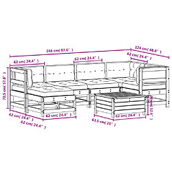 vidaXL Salon de jardin 7 pcs avec coussins blanc bois de pin massif pas cher