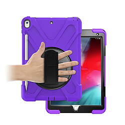 Coque en TPU Combiné en forme de X avec béquille pivotante sur 360 degrés et sangle à la main violet pour votre Apple iPad Air 10.5 pouces (2019)