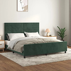 Maison Chic Lit adulte - Cadre Structure de lit avec tête de lit Contemporain Vert foncé 160x200 cm Velours -MN50826