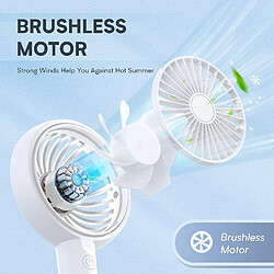 Avis Mini Ventilateur Portable, Ventilateur à Main Petit Ventilateur avec Base Réglable/Angle/Ventilateur de Poche à 3 Vitesses pour Bureau, Maquillage, Voyage , Shopping, Extérieur-Blanc