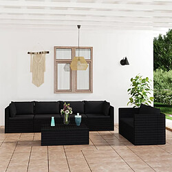 Maison Chic Salon de jardin 7 pcs + coussins - Mobilier/Meubles de jardin - Table et chaises d'extérieur Résine tressée Noir -MN25668