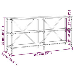 vidaXL Table console chêne sonoma 160x30x75cm bois d'ingénierie et fer pas cher