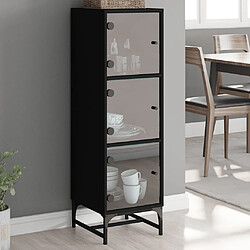 Maison Chic Commode Buffet - Meuble de rangement avec portes en verre noir 35x37x120 cm -GKD99666