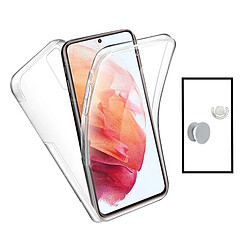 PHONECARE Kit Coque 3x1 360° Impact Protection + 1 GripHolder + 1 Support GripHolder Blanc pour Xiaomi Mi 11i - Transparent/Blanc