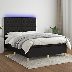 vidaXL Sommier à lattes de lit et matelas et LED Noir 140x200 cm Tissu