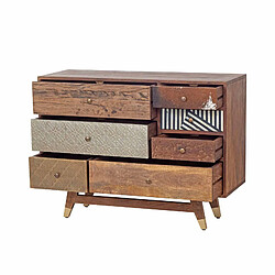 Acheter BOIS & CHIFFONS Commode multi-matériaux peau de vache bois sculpté | Manguier Terranova