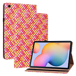 Etui en PU texture tissée multicolore avec support et porte-cartes rose pour votre Samsung Galaxy Tab S6 Lite SM-P610/SM-P615