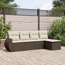 vidaXL Salon de jardin avec coussins 5 pcs marron résine tressée