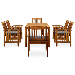 Maison Chic Mobilier à dîner 7 pcs de jardin avec coussins - Ensemble table et chaises d'extérieur - Salon/Mobilier de jardin classique Acacia solide -MN58583