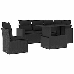 vidaXL Salon de jardin 6 pcs avec coussins noir résine tressée