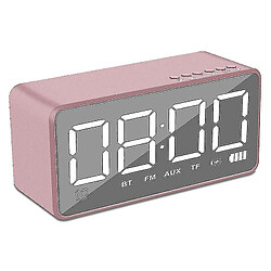 Universal YYH-Multifonction Mornière d'alarme Miroir LED Digital Desktop Bluetooth Speaker Alarmcard | Subwoofer (Pink)