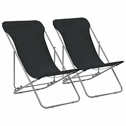 Maison Chic Lot de 2 Chaises de plage pliables | Chaises Relax d'extérieur Acier et tissu oxford Noir -GKD44389