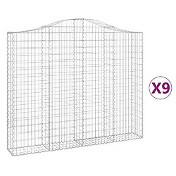 vidaXL Paniers à gabions arqués 9 pcs