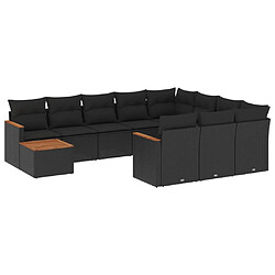 Maison Chic Salon de jardin 11 pcs avec coussins, Ensemble Tables et chaises d'extérieur noir résine tressée -GKD709618