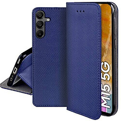 Htdmobiles Housse etui portefeuille avec coque interieure en silicone pour Samsung Galaxy M15 5G + verre trempe - BLEU MAGNET