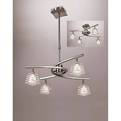 Luminaire Center Suspension Keops Convertible Semi Plafonnier télescopique 4 Ampoules G9, nickel satiné