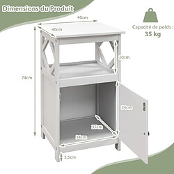 Helloshop26 Armoire de rangement étroite à porte unique et compartiment ouvert kit anti-renversement organisateur de rangement autoportant de salon blanc 20_0004998