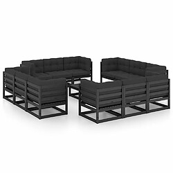 Maison Chic Salon de jardin 13 pcs + coussins - Mobilier/Meubles de jardin - Table et chaises d'extérieur Bois de pin massif -MN60906