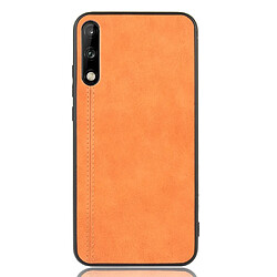 Wewoo Coque Pour Huawei Enjoy 10 Antichoc Peau de vache à coudre Motif PC + PU + TPU Case Orange