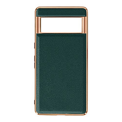 Avizar Coque pour Google Pixel 7 Pro Cuir véritable Contour métallisé Antichocs Vert